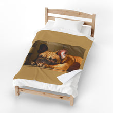 Load image into Gallery viewer, Frenchie sleeping Velveteen Plush Blanket
