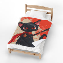 Load image into Gallery viewer, Ninja Cat Velveteen Plush Blanket