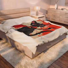 Load image into Gallery viewer, Ninja Cat Velveteen Plush Blanket