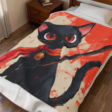 Load image into Gallery viewer, Ninja Cat Velveteen Plush Blanket

