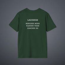 Load image into Gallery viewer, Sports' Greatest Motivator- Laziness (see back) Unisex T-Shirt by B E-Z
