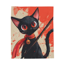 Load image into Gallery viewer, Ninja Cat Velveteen Plush Blanket
