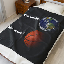 Load image into Gallery viewer, The World, My World Velveteen Plush Blanket
