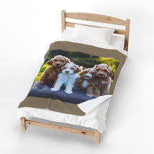 Load image into Gallery viewer, 4 Poodles puppies Velveteen Plush Blanket

