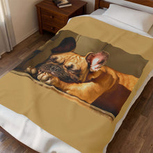 Load image into Gallery viewer, Frenchie sleeping Velveteen Plush Blanket
